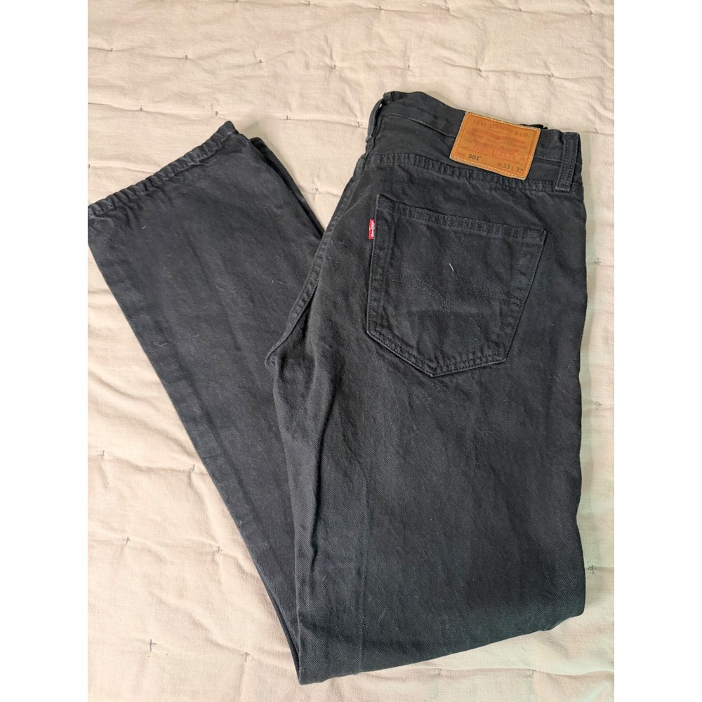 Levis‎ 501 Original Fit Mens Black Denim Jeans Button Fly 33x32 Premium